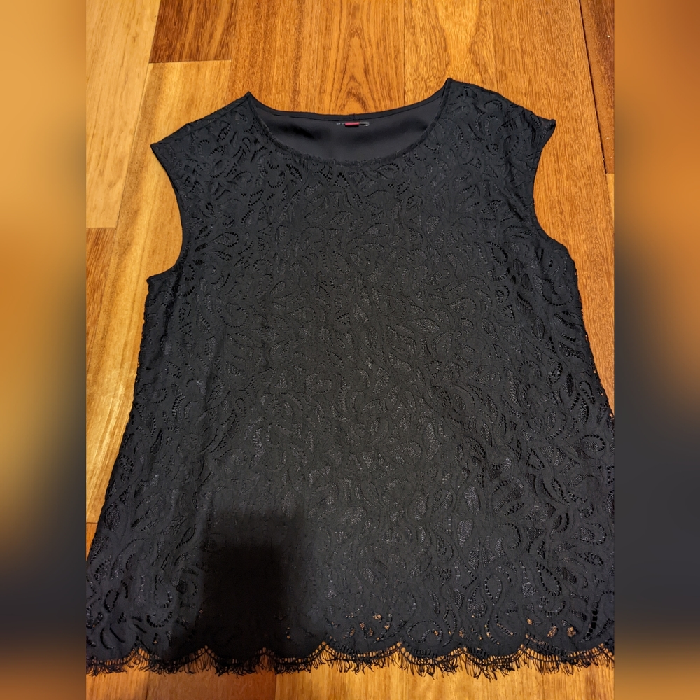 Vince Camuto black lace tank